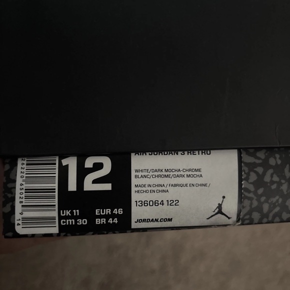 Size 12- Jordan 3 retro Mocha 2018 White and Brown Men's Shoes - Picture 3 of 6